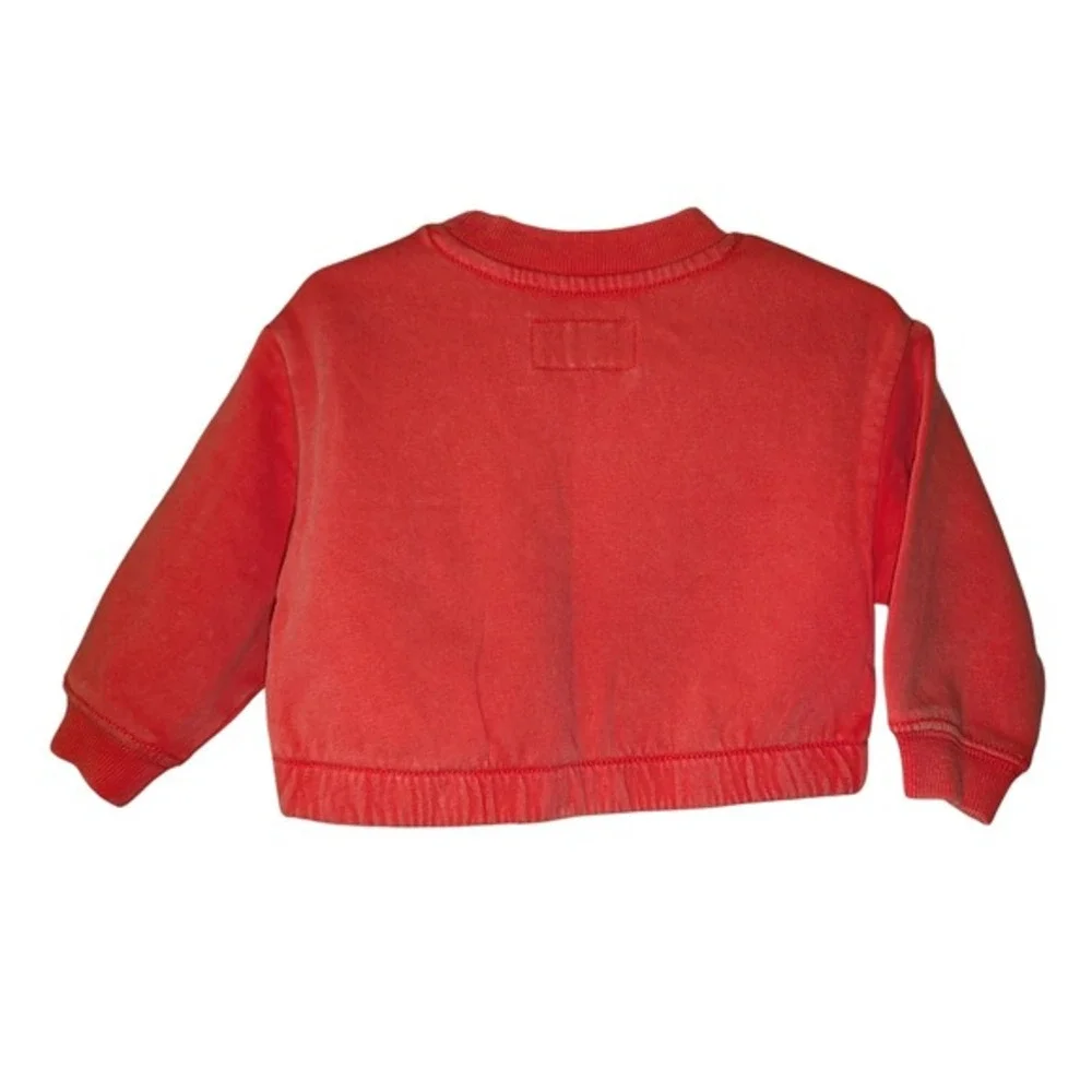 Old Navy Baby Girl Coral Pink Cropped Sweatshirt‎ Today Is The Day 12-18 Months